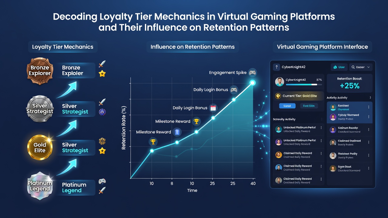Grafiek die retentiepatronen illustreert over verschillende loyaliteitsniveaus in virtuele games